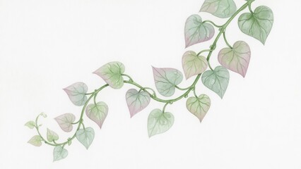 Obraz premium Elegant Watercolor Illustration of Heart-Shaped Leaves