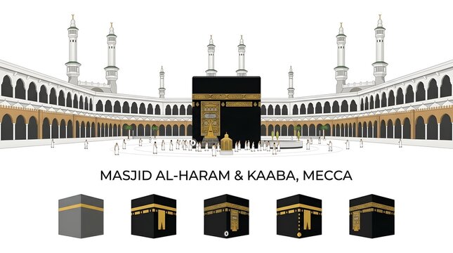 Masjid al haram and kaaba in mecca saudi arabia islamic holy site