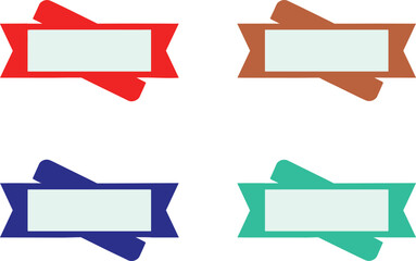 Fototapeta premium A set of four green ribbon banners with blank white labels on a white background