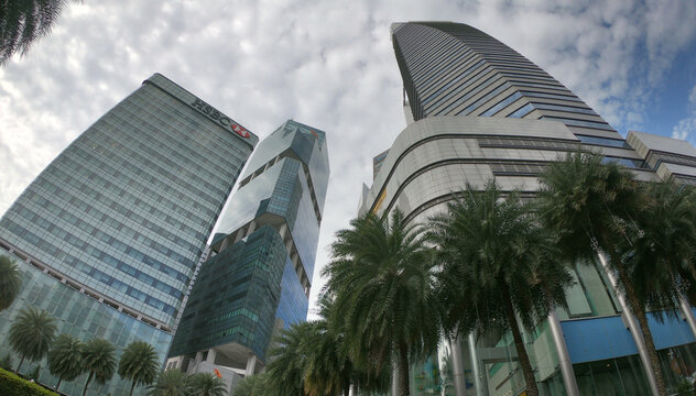 Singapore / December 2017: Landscape of the Singapore financial district and business building, Singapore City.