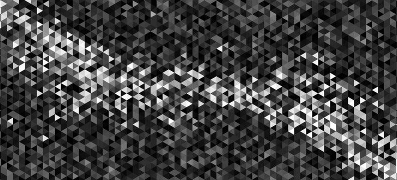 Abstract geometric background featuring a mosaic of small triangles in grayscale tones.