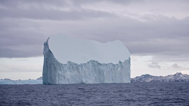 Tabular Iceberg Floating in Antarctic Waters