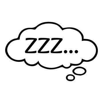 Elongated hand drawn speech balloon with zzz text for tired and sleepy expression vector illustration