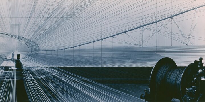 Inspecting the intricate network of cables and wires in the tunnel.