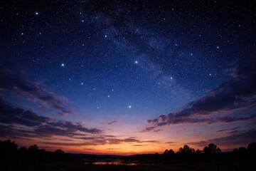 Fototapeta premium Viewing the Open Sky with Stars in Early Evening