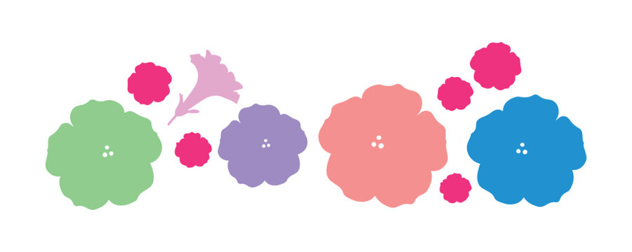 Pretty petunia flower illustration set isolated on white background.