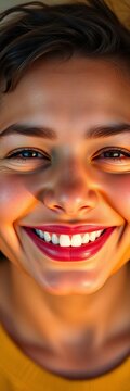 A gentle, soft smile suggests kindness and a welcoming nature,  friendly,  comforting