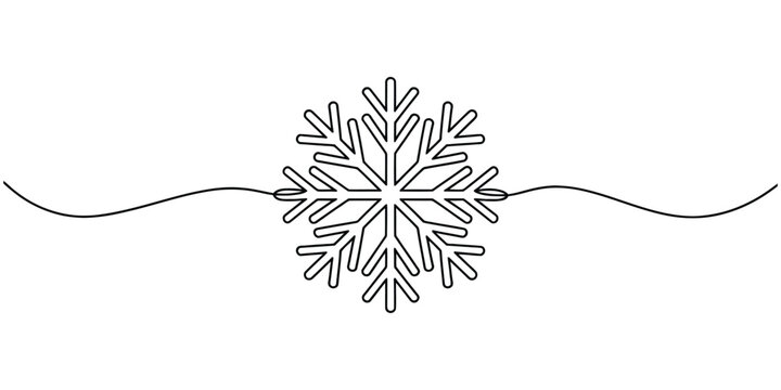 Continuous single line drawing of a simple snowflake icon