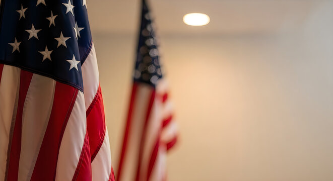 American flags displayed indoors patriotic symbolism united states national emblem