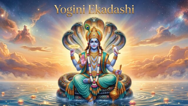 Lord Vishnu Sheshnag Spiritual Festival Poster