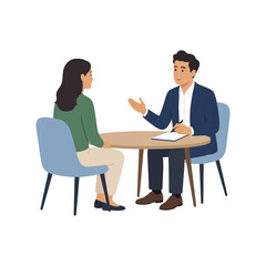 Fototapeta premium Manager giving constructive feedback to an employee in an office meeting