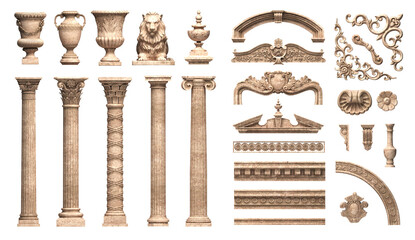 Set classic architectural details elements © denisik11