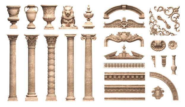 Set classic architectural details elements