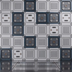 Fototapeta premium Seamless metal panel texture with circular details 3d render