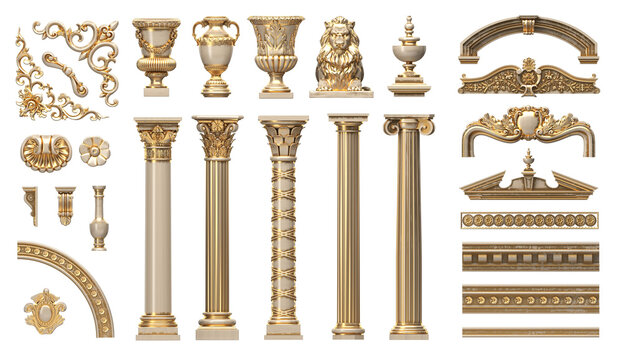 Set classic architectural details elements