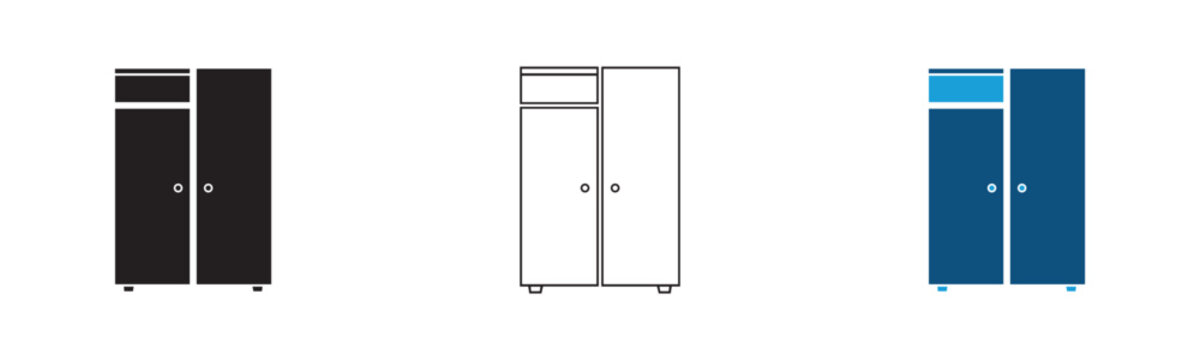 Double Door Wardrobe Closet Vector Icon Set Transparent Background
