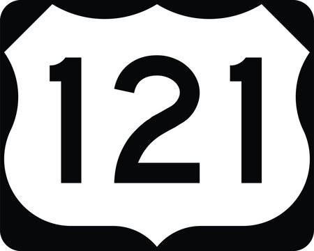 US Route 121 Sign Road Shield Illustration Design Icon
