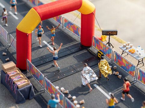 マラソンゴール地点 Isometric Overhead Miniature Diorama