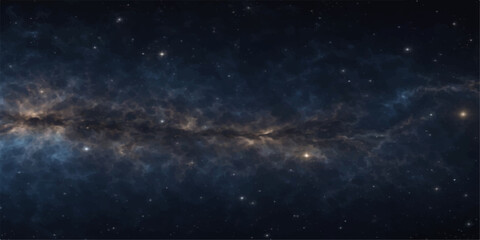 Bright starry night sky with glowing stars and blue galaxy clouds in outer space © BIBI