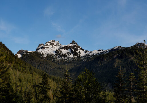 Sky Pilot Mountain Panorama from Sea to Sky Gondola near Squamish, BC Canada travel and tourism