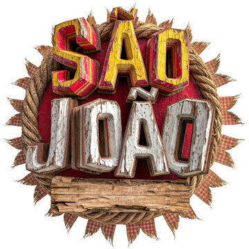 S&Atilde;O JO&Atilde;O SELO 3D MADEIRA RUSTICA BANDEIROLAS
