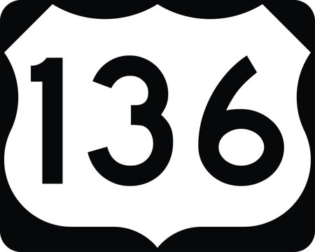 US Route 136 Sign Road Shield Illustration Design Icon.