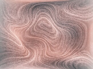 Obraz premium Abstract rose gold liquid texture with wavy lines. Elegant pastel pink marble pattern, metallic silk swirls and fluid topographic background