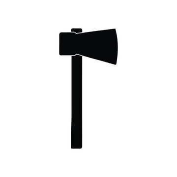 Two crossed axes depicted in simple black and white graphic illustration, double axe medieval icon silhouette vector graphic pictogram symbol clip art, crossed battleaxe with spike flat icon for games