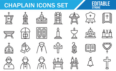 Fototapeta premium Christian Ministry Line Icons Collection for Web, App and Print Design