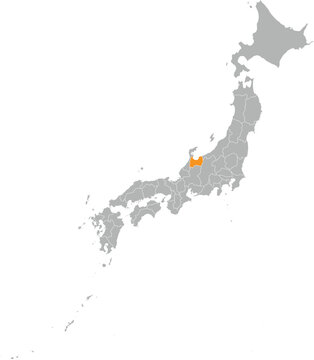  Toyama Location on Map of Japan Prefecture Editable Cartographic Illustration.