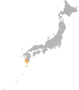 Kagoshima Location on Map of Japan Prefecture Editable Cartographic Illustration