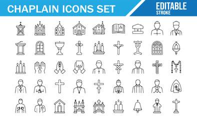 Fototapeta premium Minimal Religion Icon Set with Sacred Symbols, Cross and Prayer Illustrations