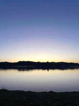 Sunset while walking in the Bonelli Regional Park circling the Puddingstone Reservoir at dawn