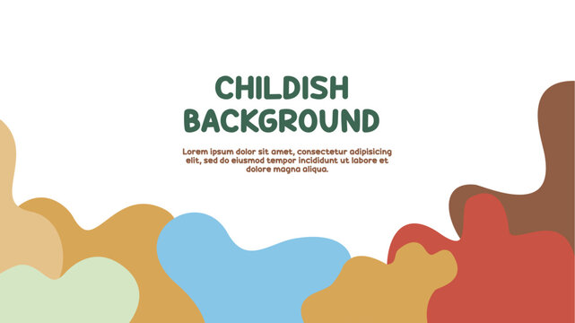 Calm earthy childish background. Creative minimalist style art backdrop for children or trendy design for nature theme. Simple and playful childish doodle pattern set.