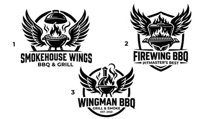 Fototapeta premium BBQ and grill restaurant logos.