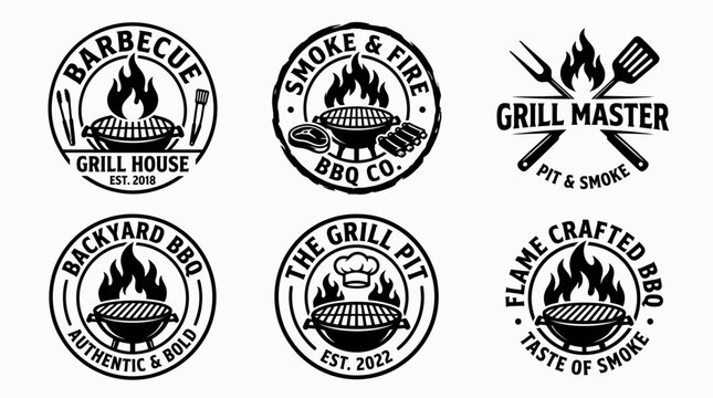 Black and white grill master logo.
