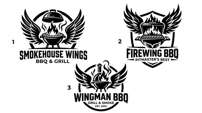 BBQ and grill restaurant logos.