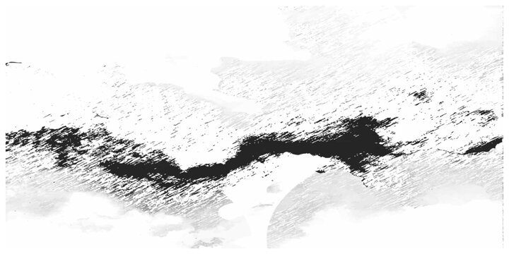 A black and white abstract background vector illustration of a cat on a vintage wet grunge wall texture with paint splash and liquid drop patterns