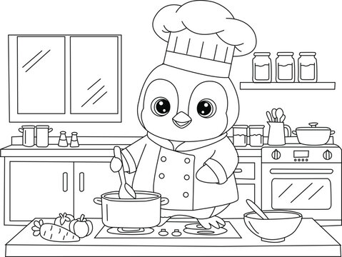 Funny Penguin Coloring Page 