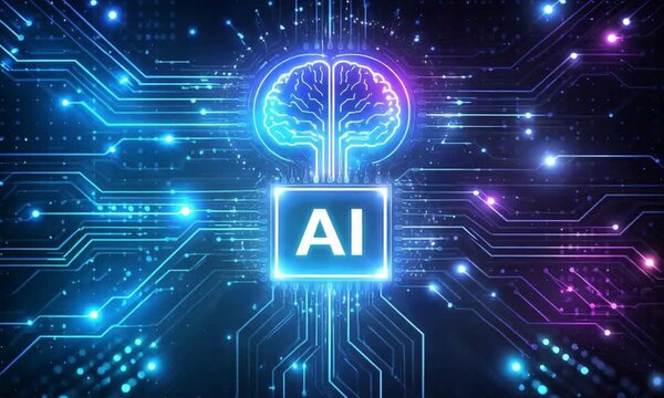 Glowing Neural Circuit Animation with Artificial Intelligence Brain Interface