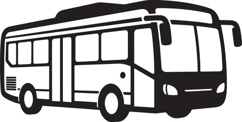 Black and white of a city bus with large windows and simple also transparent background transportation © mHs