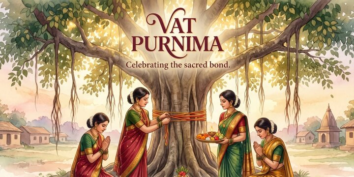 Artistic Calligraphy Vat Purnima Festival Artwork