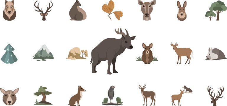 set of deer silhouettes