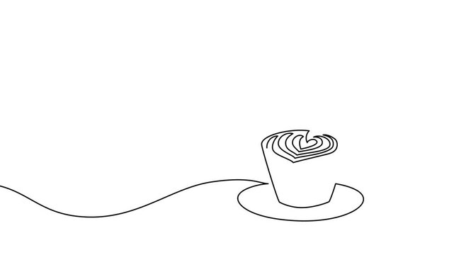 Continuous one line coffee vector design art illustration cup drawing isolated. Coffee cup art icon abstract hand graphic background cafe white black concept silhouette breakfast logo creative food