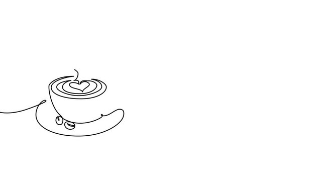 Continuous one line coffee vector design art illustration cup drawing isolated. Coffee cup art icon abstract hand graphic background cafe white black concept silhouette breakfast logo creative food