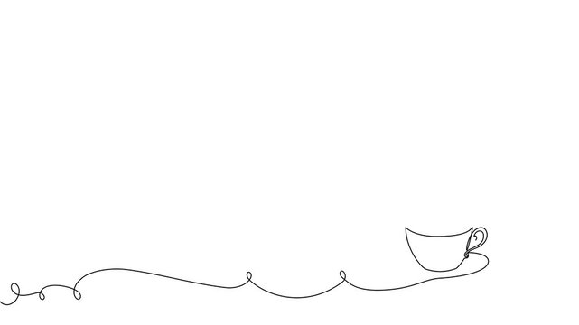 Continuous one line coffee vector design art illustration cup drawing isolated. Coffee cup art icon abstract hand graphic background cafe white black concept silhouette breakfast logo creative food