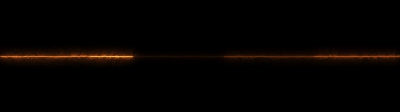 Fiery orange light streak moves across black background, creating dynamic glowing energy effect.