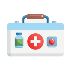 Fototapeta premium First aid kit, medical box, healthcare container, emergency supplies