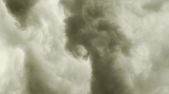 Stormy Sky Before Rain. Tornado Formation In Dark Stormy Sky. Rotating Clouds Before Twister