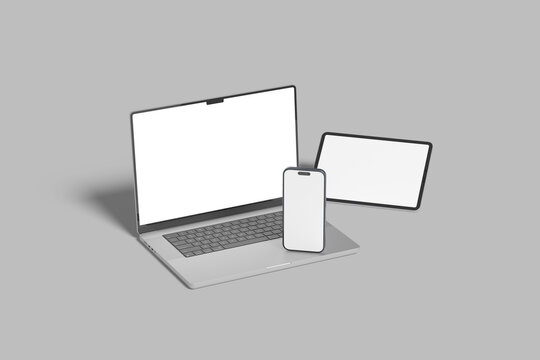 Multi devices responsive website blank mockup